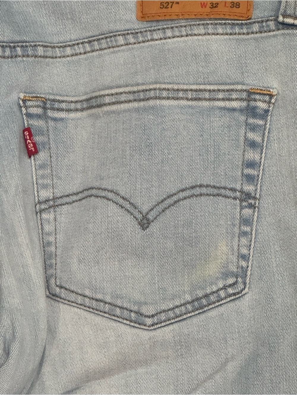 Levis 527 Slim Bootcut Light Wash Jeans Mens 32x38 Tall Light Blue - Picture 9 of 10